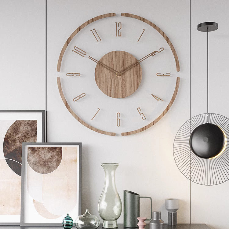 Holzwanduhr mit geräuschlosem Uhrwerk und skandinavischem Design