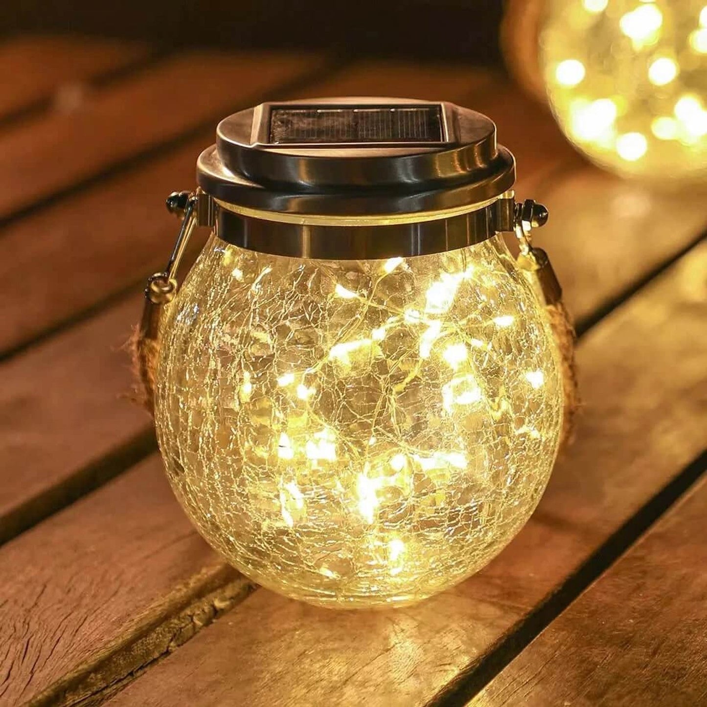 Solar Glaslampe mit Eisrissmuster für Garten und Terrasse