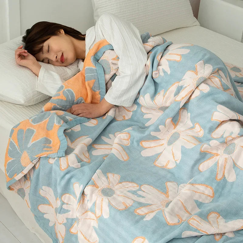 Baumwoll-Gaze Wohndecke mit geometrischem Muster für Zuhause und unterwegs