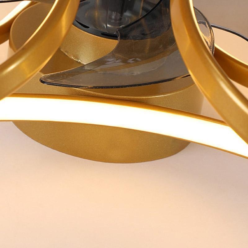 Deckenlampe mit Ventilator und gebogenen Flügeln für Wohn- und Schlafzimmer