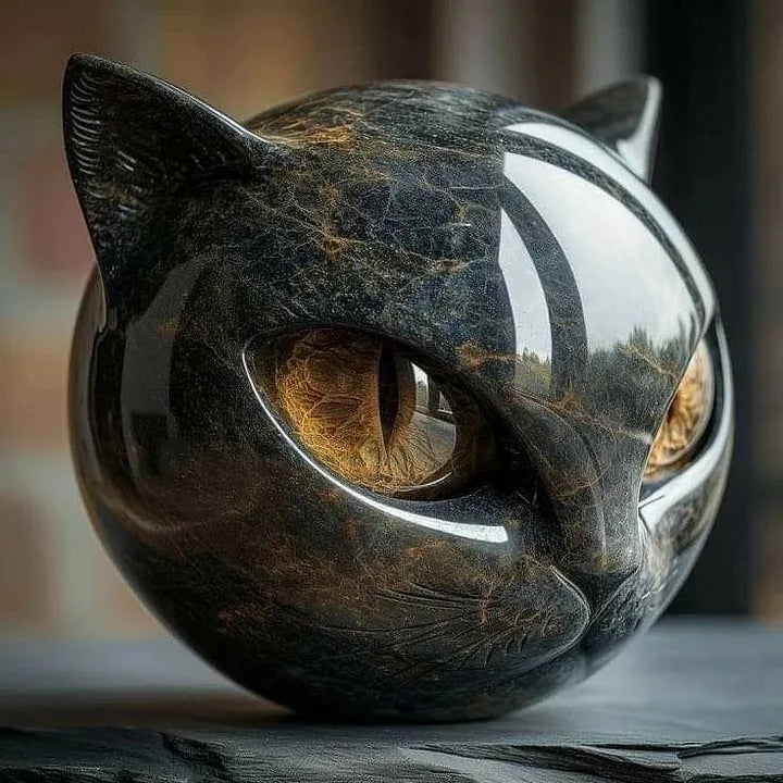 Dekorative Skulptur im Katzenkopf-Design, 8 cm hoch, für Regal, Tisch oder Konsole