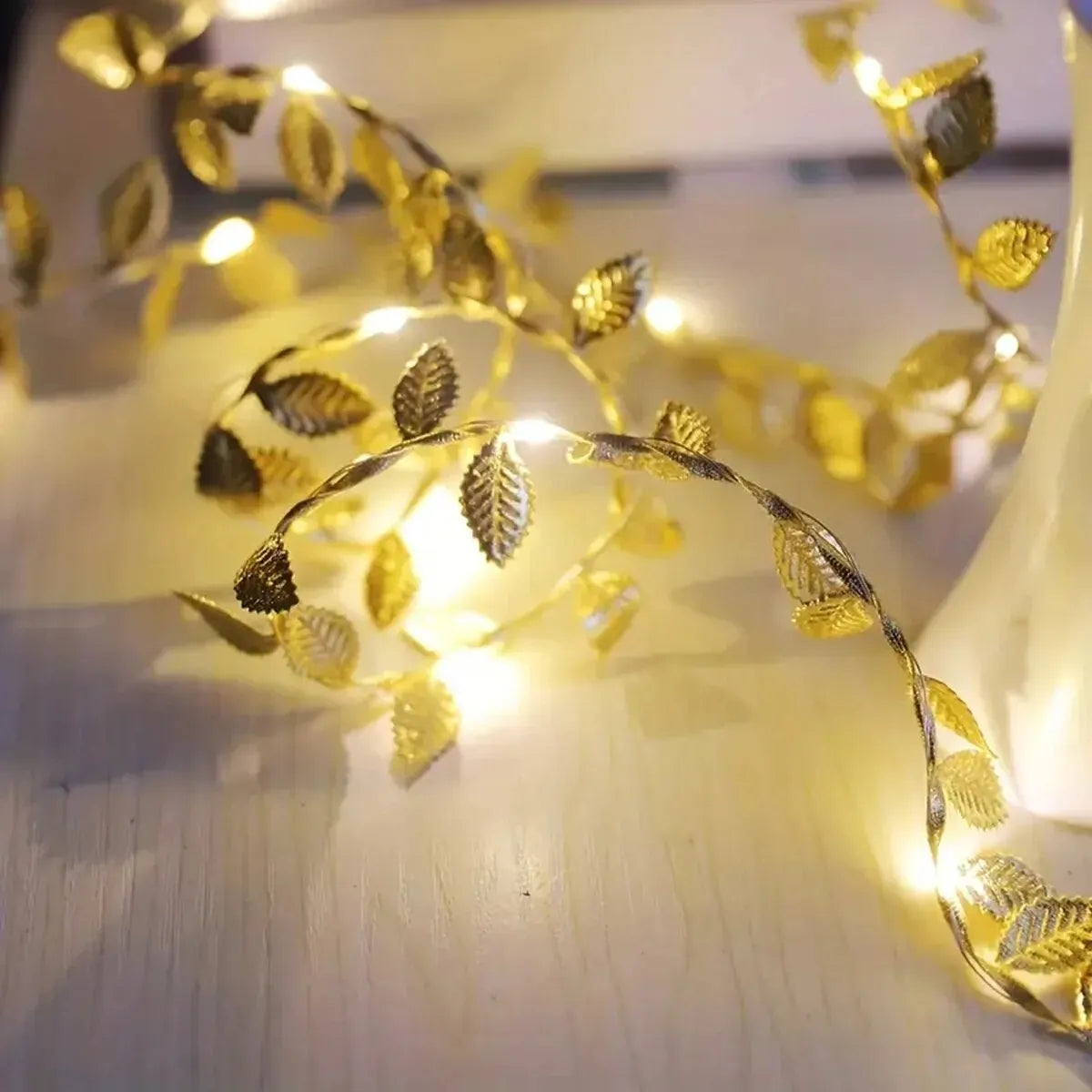 Lichterkette goldene Blätter