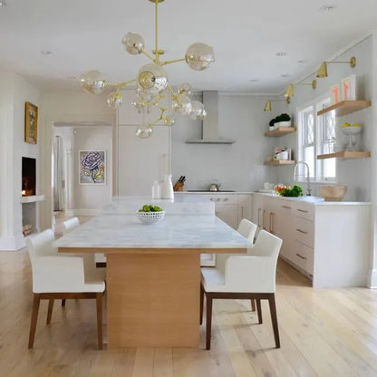 Sputnik Deckenleuchte aus Glas mit verzweigten Armen und Blasenglas-Kugeln für Wohn- und Esszimmer