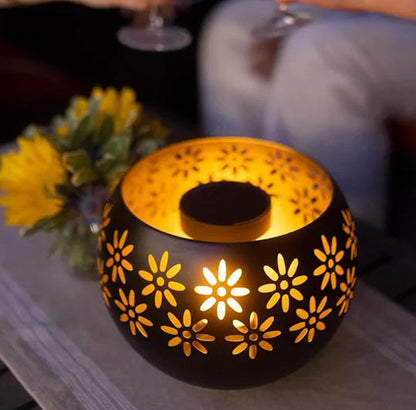 Keramik Duft- und Lichtlampe mit Blumenmotiv und Dimmer für entspannte Wohnatmosphäre