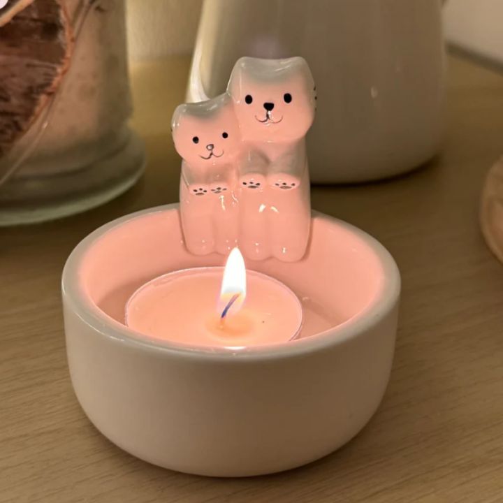 Katzen-Kerzenhalter aus Metall für stilvolle Wohnraumdekoration