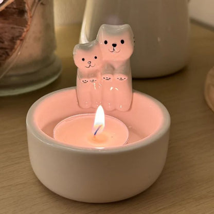 Katzen-Kerzenhalter aus Metall für stilvolle Wohnraumdekoration