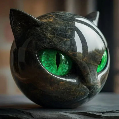 Dekorative Skulptur im Katzenkopf-Design, 8 cm hoch, für Regal, Tisch oder Konsole