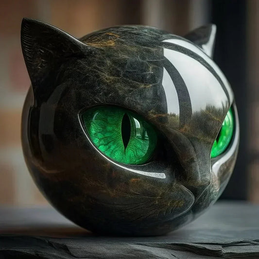 Dekorative Skulptur im Katzenkopf-Design, 8 cm hoch, für Regal, Tisch oder Konsole