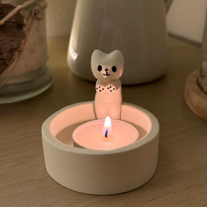 Katzen-Kerzenhalter aus Metall für stilvolle Wohnraumdekoration