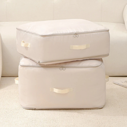 Vakuumfreie Kompressions-Aufbewahrungstasche mit Doppelkammer-System für Kleidung und Bettwaren