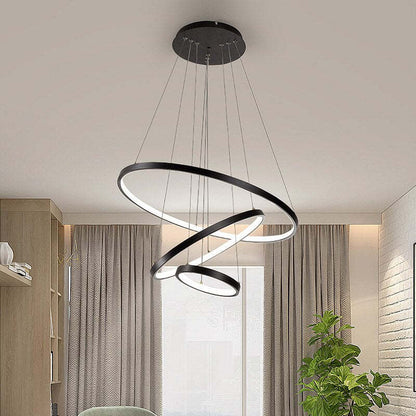 Moderne LED-Hängelampe mit 3 Ringen und Fernbedienung für Wohn- und Esszimmer