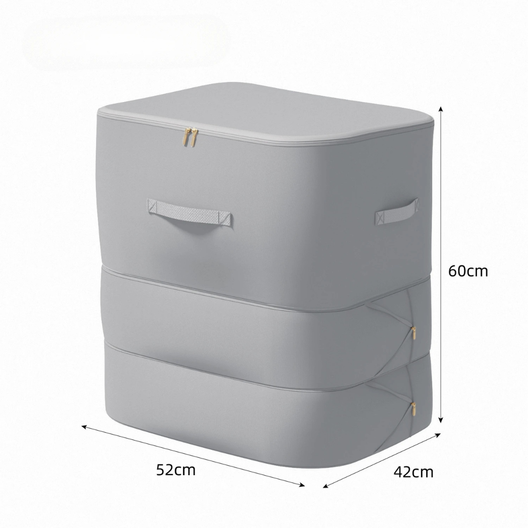 Vakuumfreie Kompressions-Aufbewahrungstasche mit Doppelkammer-System für Kleidung und Bettwaren