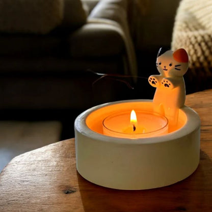 Katzen-Kerzenhalter aus Metall für stilvolle Wohnraumdekoration