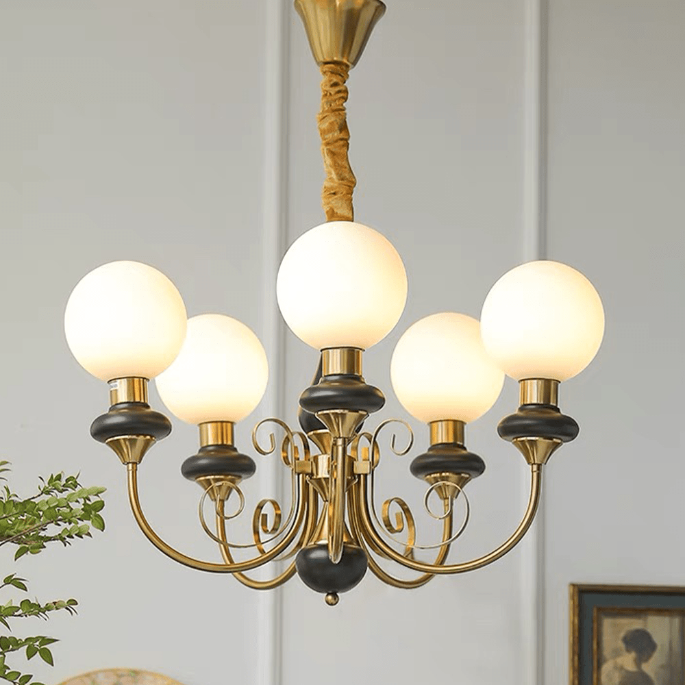 Onyx Kronleuchter mit grünen Glaselementen und verstellbarer Aufhängung