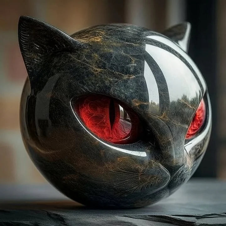 Dekorative Skulptur im Katzenkopf-Design, 8 cm hoch, für Regal, Tisch oder Konsole