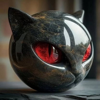 Dekorative Skulptur im Katzenkopf-Design, 8 cm hoch, für Regal, Tisch oder Konsole