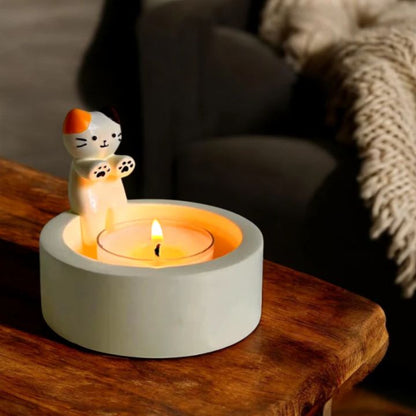 Katzen-Kerzenhalter aus Metall für stilvolle Wohnraumdekoration