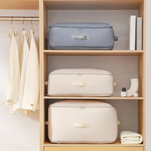 Vakuumfreie Kompressions-Aufbewahrungstasche mit Doppelkammer-System für Kleidung und Bettwaren