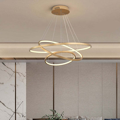 Moderne LED-Hängelampe mit 3 Ringen und Fernbedienung für Wohn- und Esszimmer