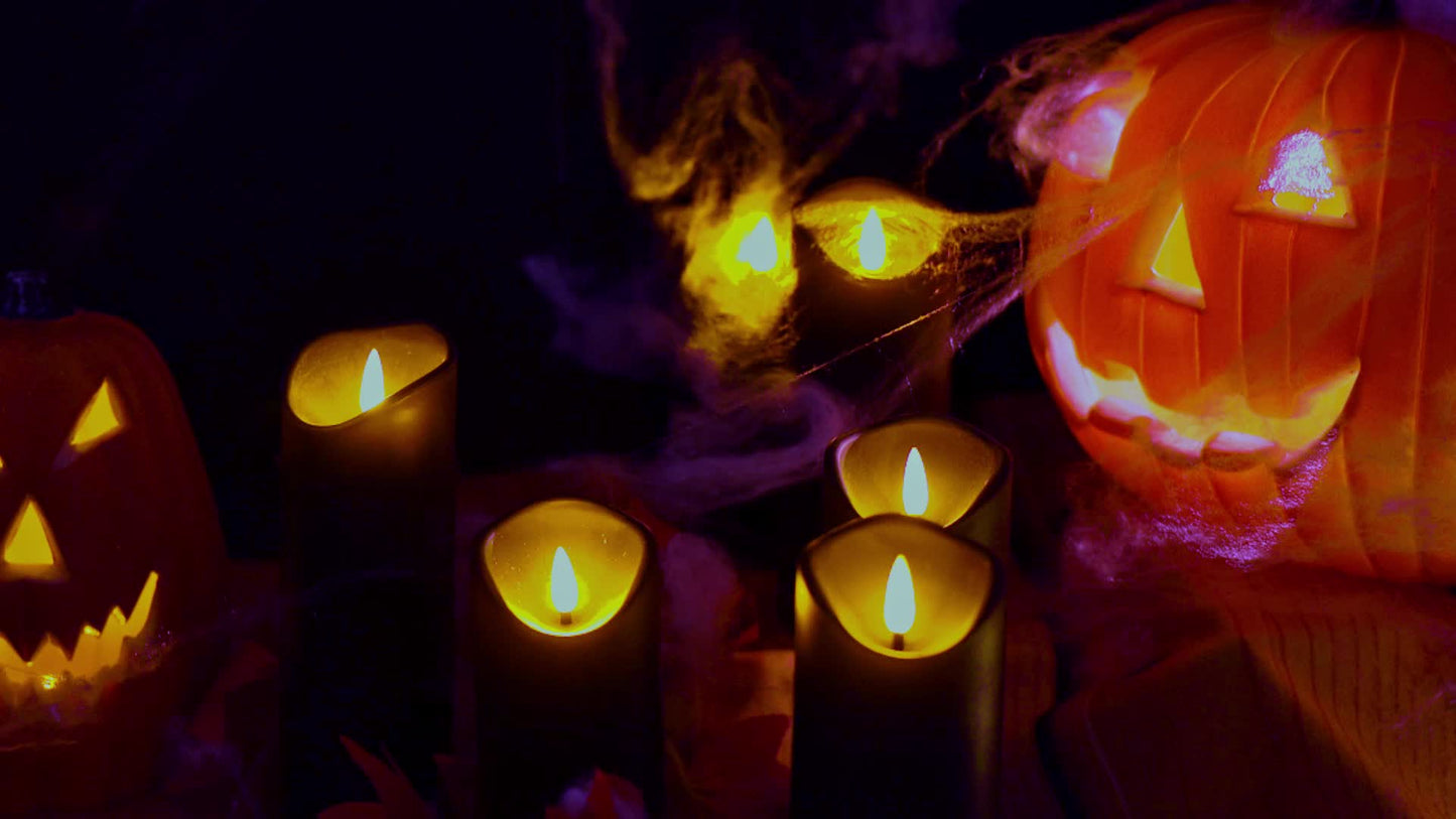 LED Kerzen Set mit Fernbedienung – 5-teilig, Schwarzes Design, Flammenlose Beleuchtung