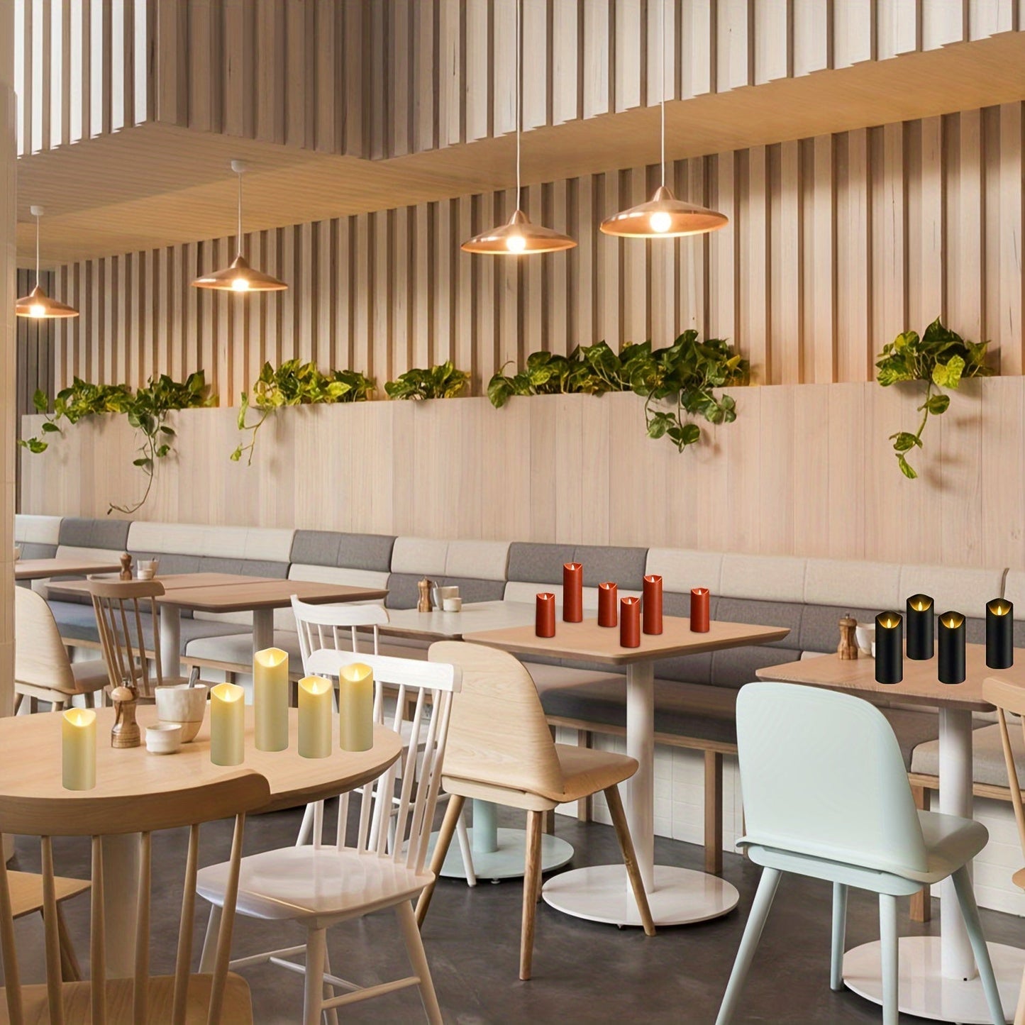 LED Kerzen Set mit Fernbedienung – 5-teilig, Schwarzes Design, Flammenlose Beleuchtung