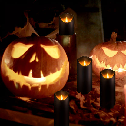 LED Kerzen Set mit Fernbedienung – 5-teilig, Schwarzes Design, Flammenlose Beleuchtung