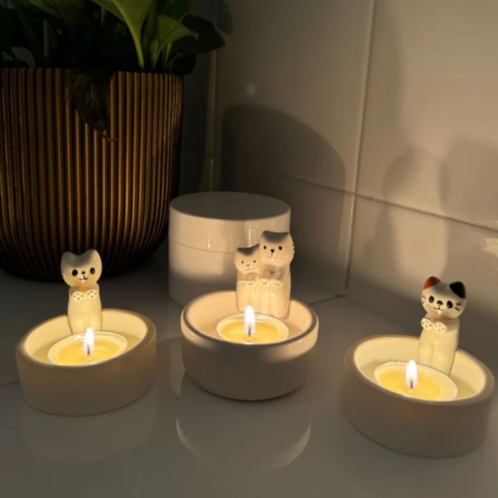 Katzen-Kerzenhalter aus Metall für stilvolle Wohnraumdekoration