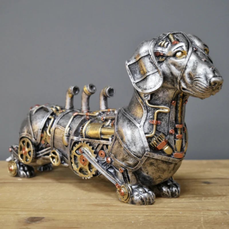 Mechanische Tierfigur im Steampunk-Design aus Kunstharz – Dekorative Skulptur für Zuhause oder Büro