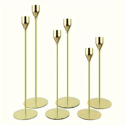6-teiliges Candelabra-Set aus Eisen mit schwarzer und goldener Lackierung für festliche Anlässe