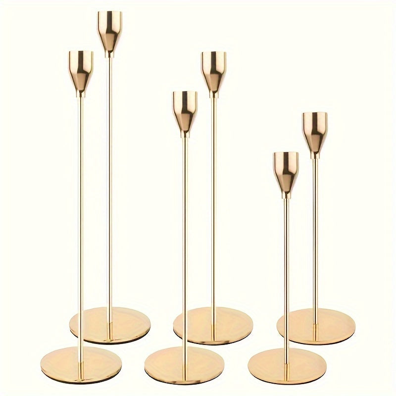 6-teiliges Candelabra-Set aus Eisen mit schwarzer und goldener Lackierung für festliche Anlässe