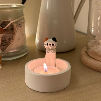 Katzen-Kerzenhalter aus Metall für stilvolle Wohnraumdekoration