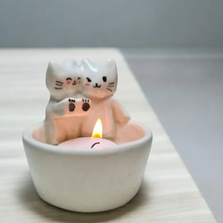 Katzen-Kerzenhalter aus Metall für stilvolle Wohnraumdekoration