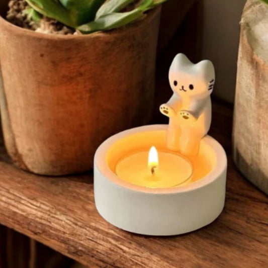 Katzen-Kerzenhalter aus Metall für stilvolle Wohnraumdekoration