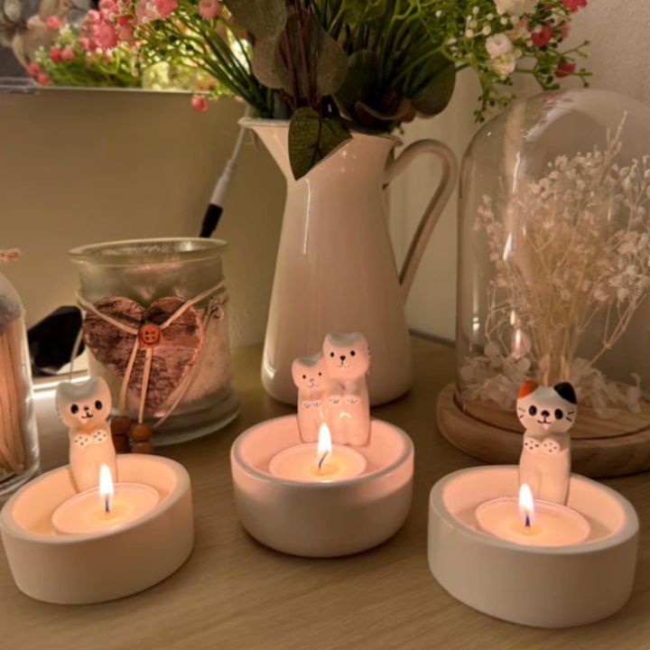 Katzen-Kerzenhalter aus Metall für stilvolle Wohnraumdekoration