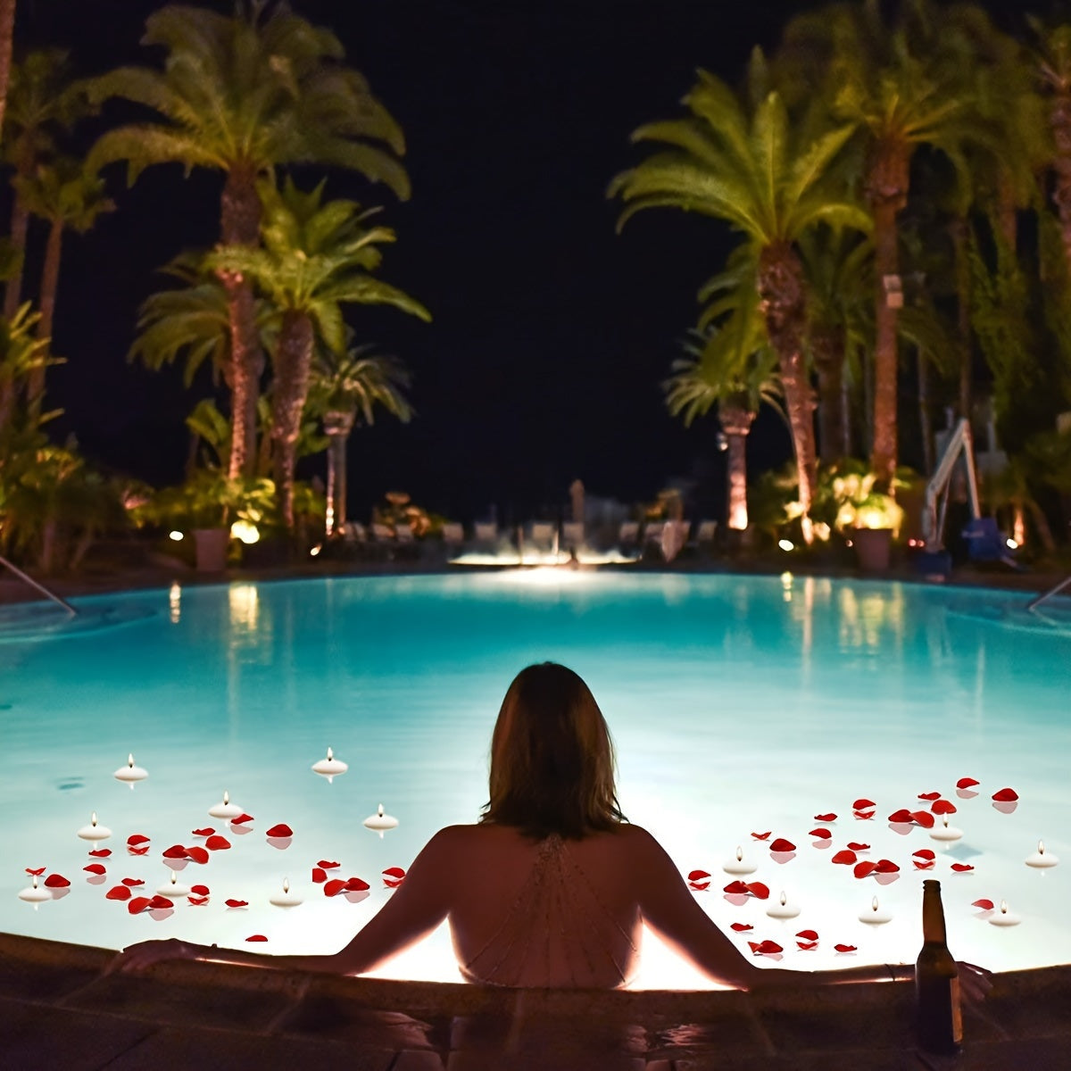 Schwimmende Teelichter mit ruhigem Flammenbild für Hochzeit und Feier