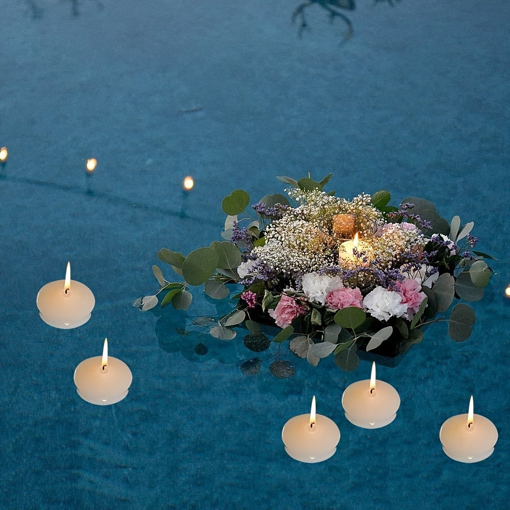 Schwimmende Teelichter mit ruhigem Flammenbild für Hochzeit und Feier