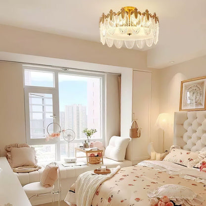 Runde Glas-Kronleuchter mit Metallrahmen für Wohnzimmer und Esszimmer