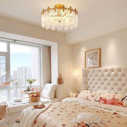 Runde Glas-Kronleuchter mit Metallrahmen für Wohnzimmer und Esszimmer