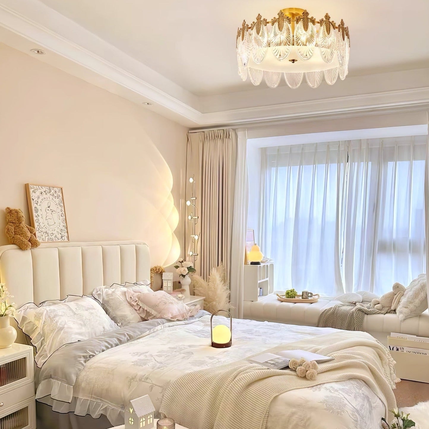 Runde Glas-Kronleuchter mit Metallrahmen für Wohnzimmer und Esszimmer