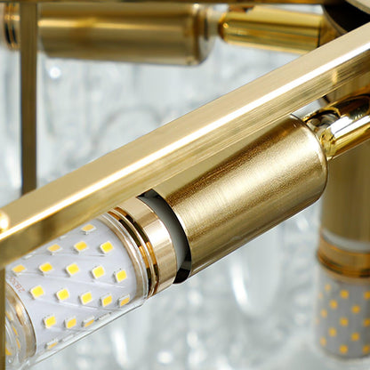 Runde Glas-Kronleuchter mit Metallrahmen für Wohnzimmer und Esszimmer