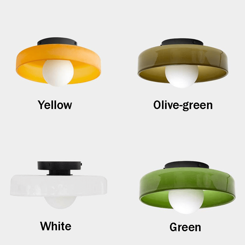 Runde LED-Deckenleuchte mit dimmbarer Funktion und modernem Glas-Metall-Design