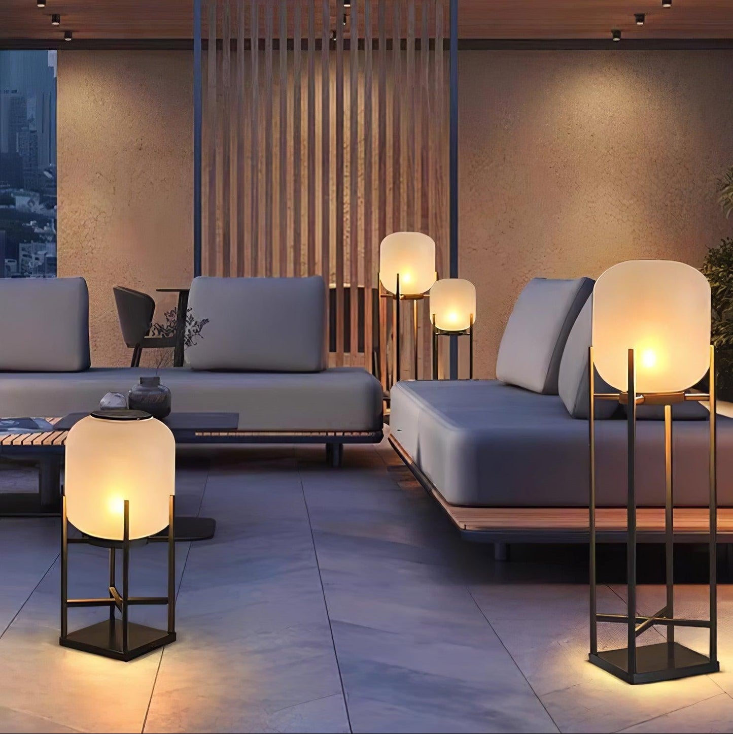 Solarlampe aus Edelstahl und Glas für Außenbereiche mit automatischer Beleuchtung