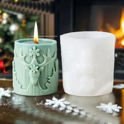 3D Silikonform für handgemachte Kerzen mit Elch-, Tannenbaum- und Schneeflockenmotiven