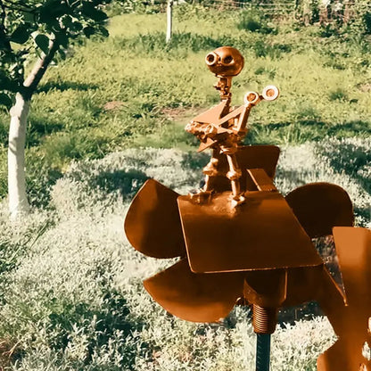 Metall-Windspiel mit Gitarrenmotiv und Drehrad für Garten, Terrasse und Balkon