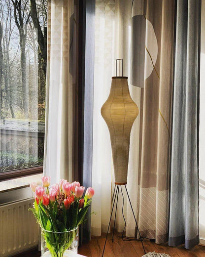 Reispapier Stehlampe mit Metallrahmen für Wohn- und Schlafzimmer