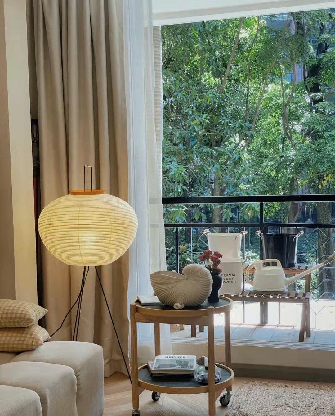 Reispapier Stehlampe mit Metallrahmen für Wohn- und Schlafzimmer