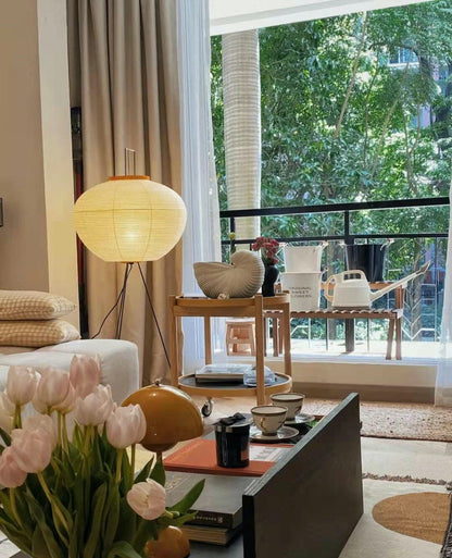 Reispapier Stehlampe mit Metallrahmen für Wohn- und Schlafzimmer