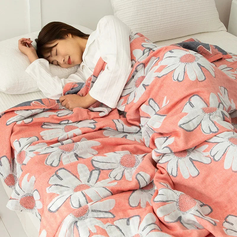 Baumwoll-Gaze Wohndecke mit geometrischem Muster für Zuhause und unterwegs