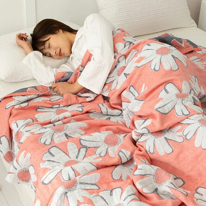 Baumwoll-Gaze Wohndecke mit geometrischem Muster für Zuhause und unterwegs