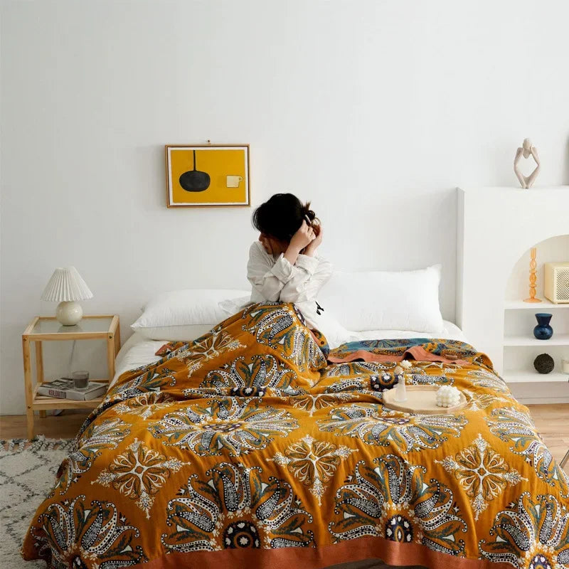 Sommerdecke aus leichtem Textilgewebe mit atmungsaktiver Struktur für Zuhause und unterwegs